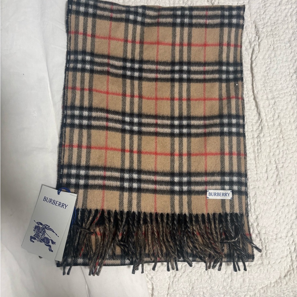 Burberry Beige and Black Check Scarf